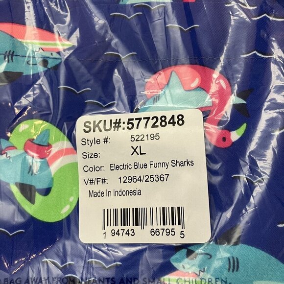 Lands' End NWT Blue Shark Graphic Swim Shorts Swim Trunks Sz XL - Picture 9 of 9